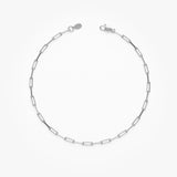 handcrafted in solid 14k white gold paperclip chain