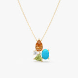 Cluster Gemstone Necklace,