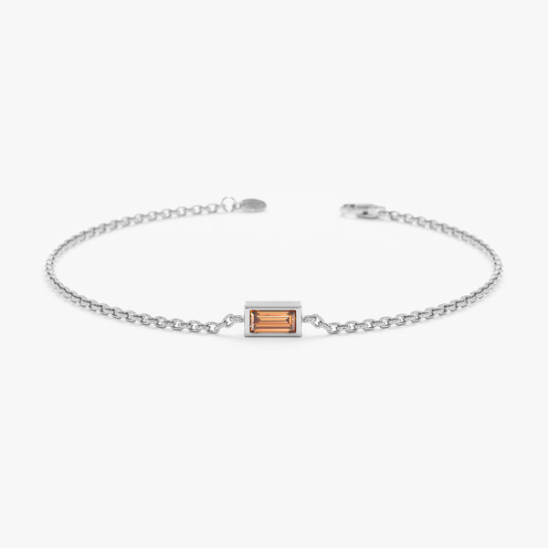 white gold baguette cut citrine bangle