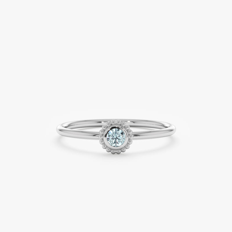 white gold blue stone ring