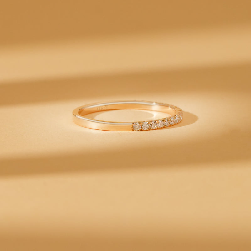 paved diamond half eternity engagement stack ring