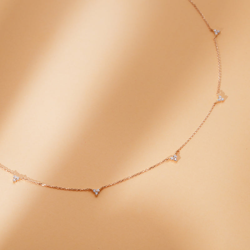 stationed natural diamond clusters in 14k solid gold 