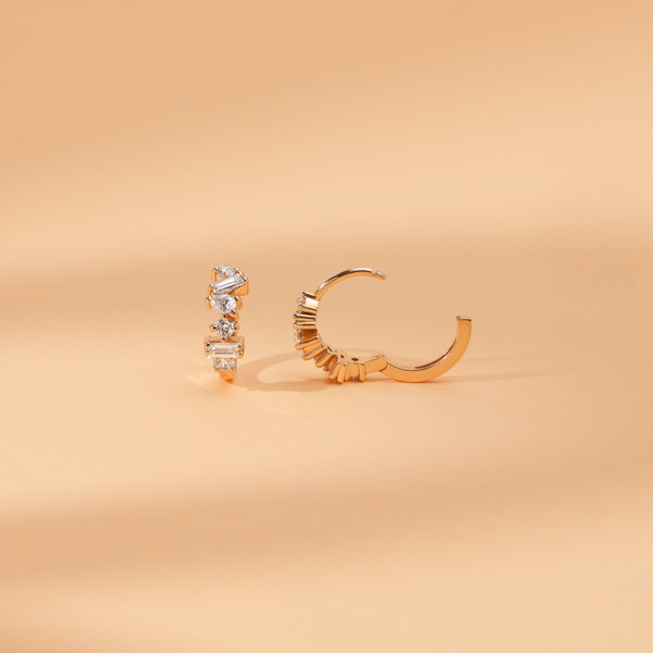 solid gold diamond hoops