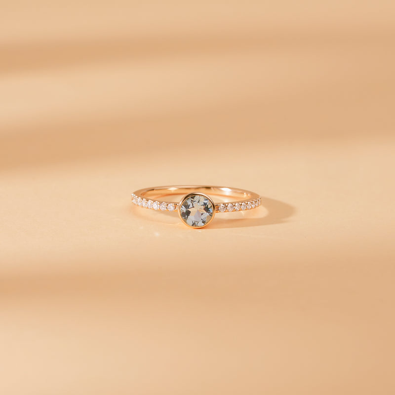 Solid Gold & Diamond and Aquamarine Engagement Ring, Nova
