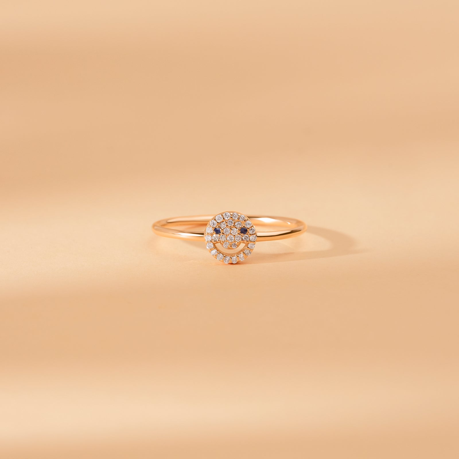 Natural Diamond and Sapphire Happy Face Band