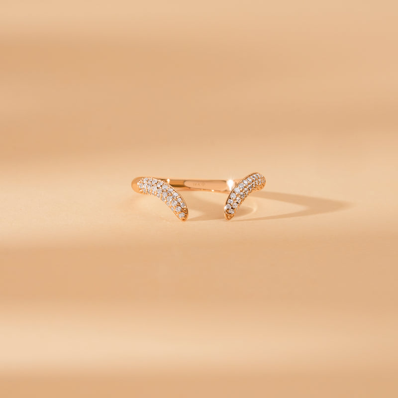 Handcrafted Natural Diamond Open, Cuff Ring, Xenia