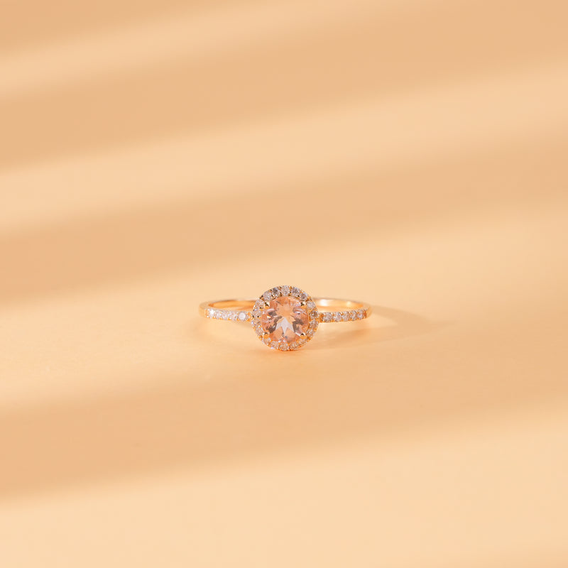 Handcrafted In Gold Diamond & Morganite Engagement Ring, Audrey