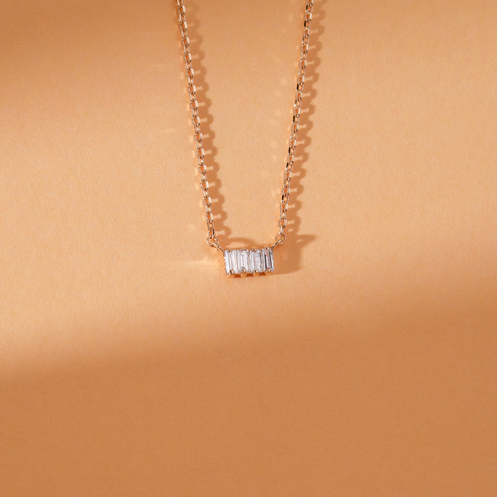 Baguette White Diamond Necklace - Minimalistic