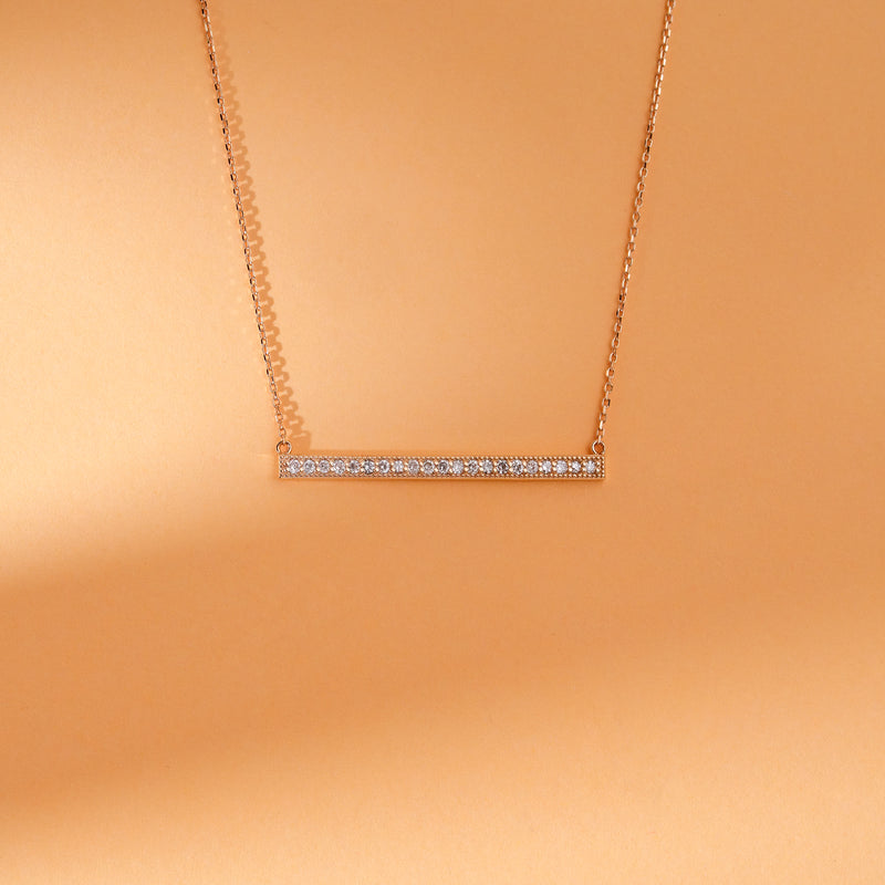 Handmade & Solid Gold Diamond Bar Pendant Necklace, Danna