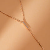 Diamond Lariat Bar Necklace In Solid Gold, Priscilla