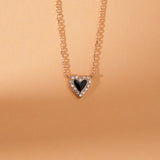 Natural Diamond & Black Enamel Heart Necklace, Lilliana