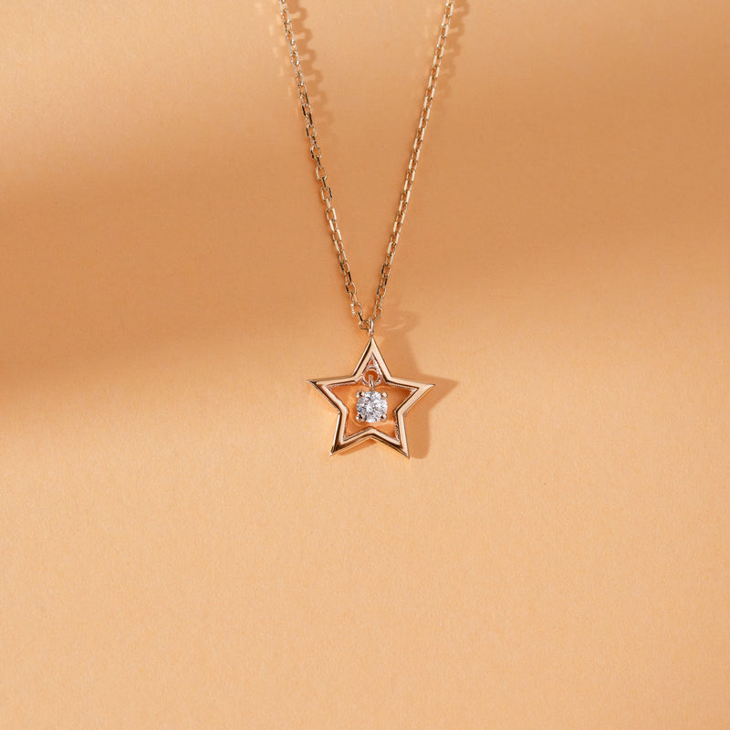 Petite Single Diamond in a Star Pendant Necklace, Skylar