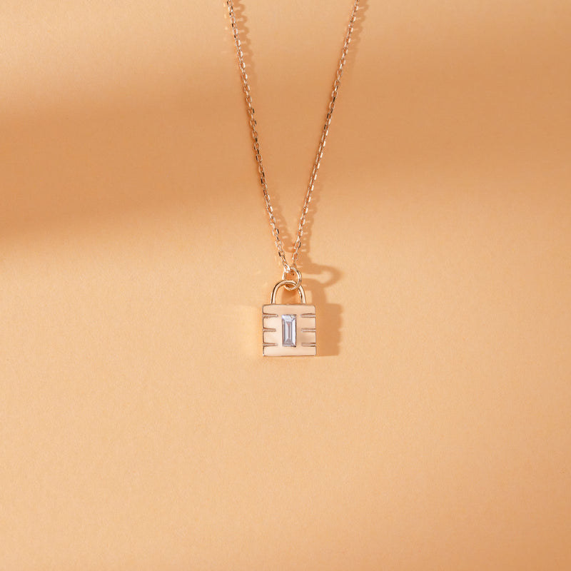 Minimalistic Natural Diamond Padlock Necklace, Patty
