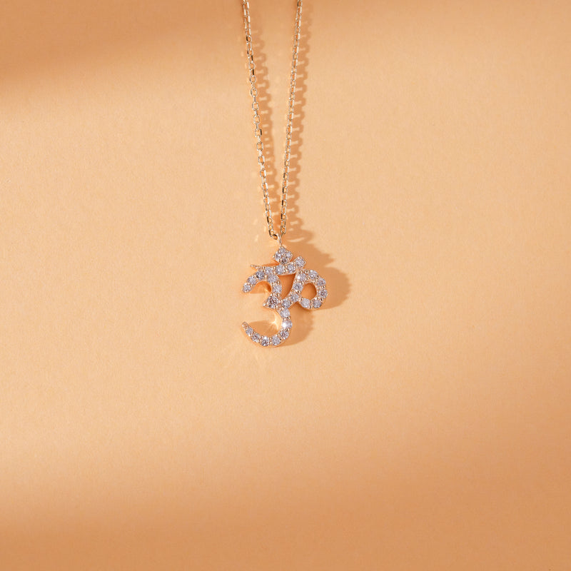 Diamond OM Mantra Symbol Necklace