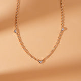 petite diamond heart station necklace