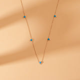 natural turquoise station necklace in solid gold with white diamonds for her