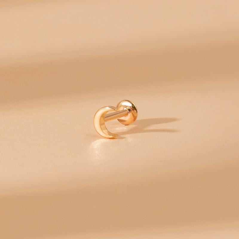 Petite Solid Gold Crescent Moon Piercing
