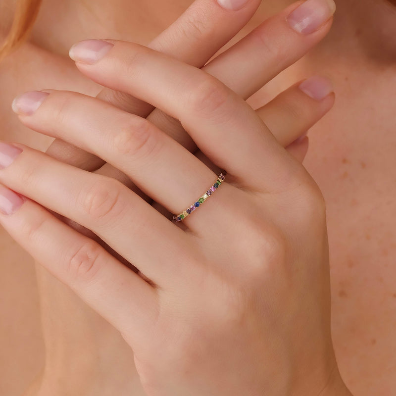 prong set natural rainbow colors sapphire