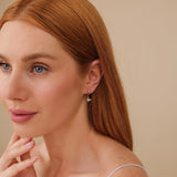 Model wears Solid Gold Handmade Hoops in butterfly shape with diamonds gift for her