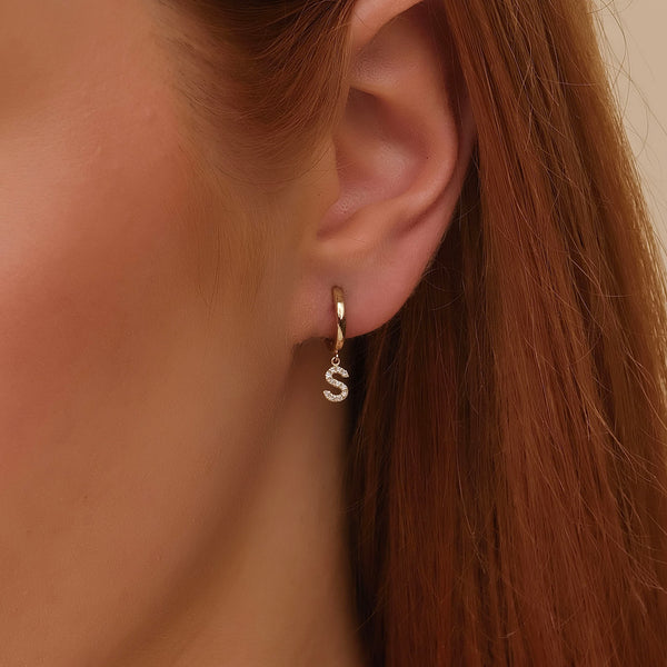 Fendi double circle earrings drop F letter zircon
