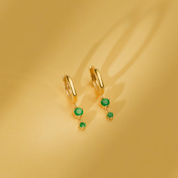 minimalistic emerald hoops