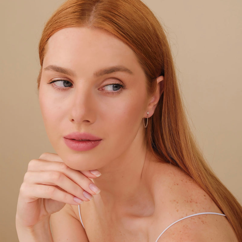 Curb Chain Stud Earrings