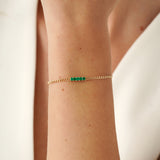 Princess Cut Emerald Cuban Chain Bracelet, Lyriavelle