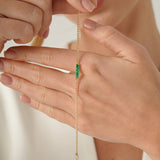 Princess Cut Emerald Cuban Chain Bracelet, Lyriavelle