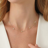 Emerald Cut Diamond Station Necklace, Evaloria