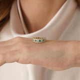 Emerald and Diamond Vintage Style Floral Ring, Zanelith