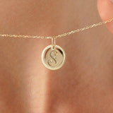 Gold Coin Initial Necklace Charm, Thalindra