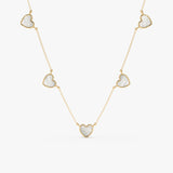 Mother of Pearl Heart Station Necklace, Aurezelle