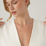 Mother of Pearl Heart Station Necklace, Aurezelle