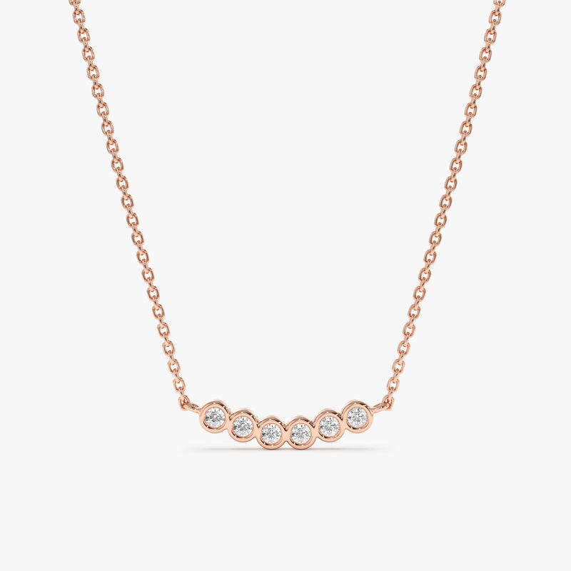 Handmade Rose Gold Diamond Bar Necklace