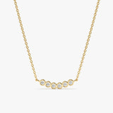 solid Yellow Gold 6 Bezel Diamond Necklace