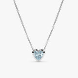 handcrafted solid white gold blue aquamarine heart pendant necklace