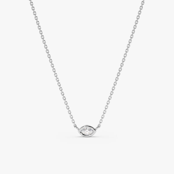 solid 14k white gold petite diamond eye pendant