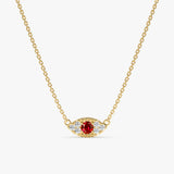 yellow gold red ruby lucky eye pendant