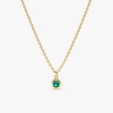 Natural Solitaire Emerald Pendant Necklace In Solid Gold, Vienna