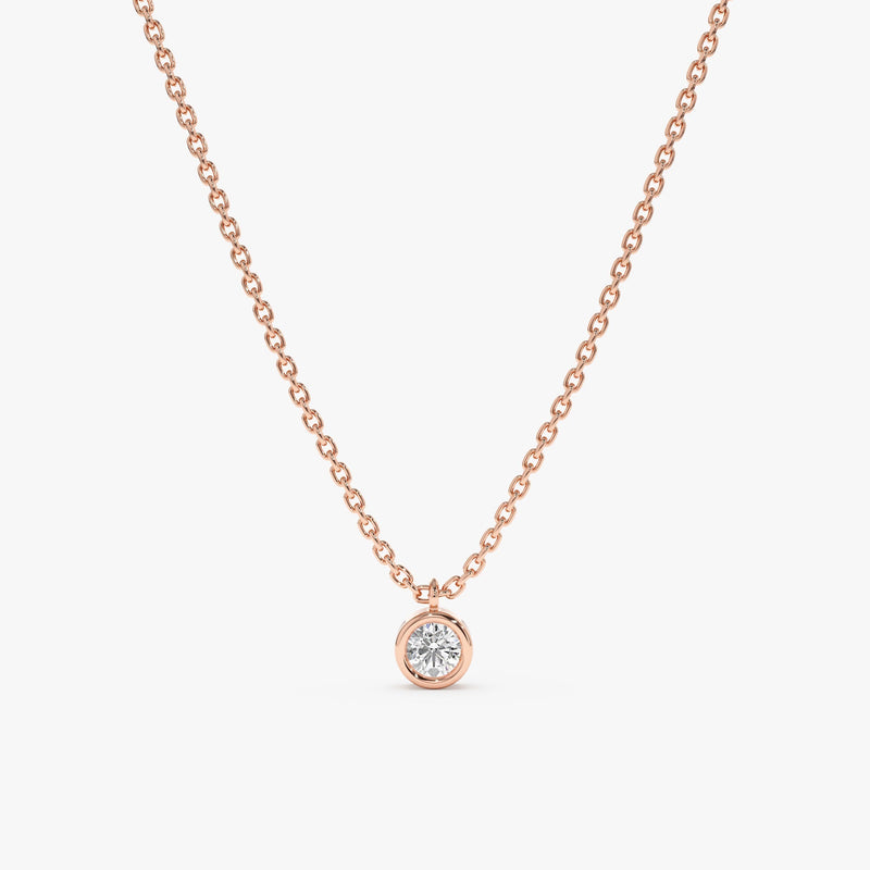 Rose Gold Bezel Diamond Necklace