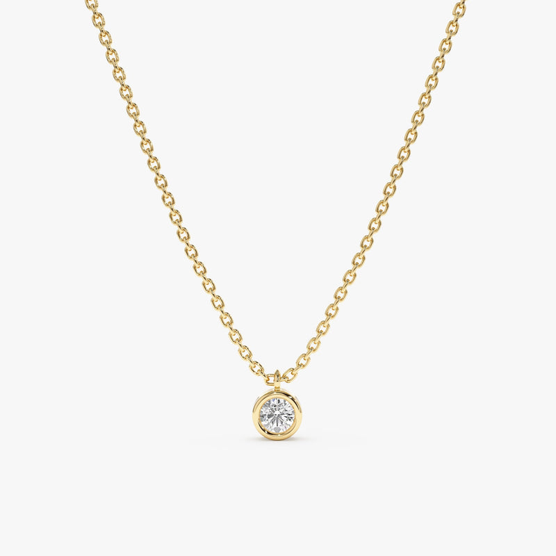 Yellow Gold Bezel Diamond Necklace