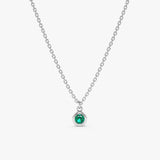 handcrafted 14k white gold emerald bezel pendant necklace