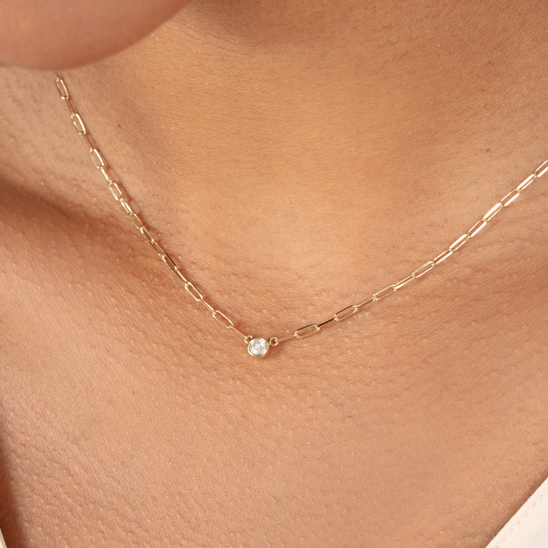 Natural Diamond Paperclip Necklace, Nymia