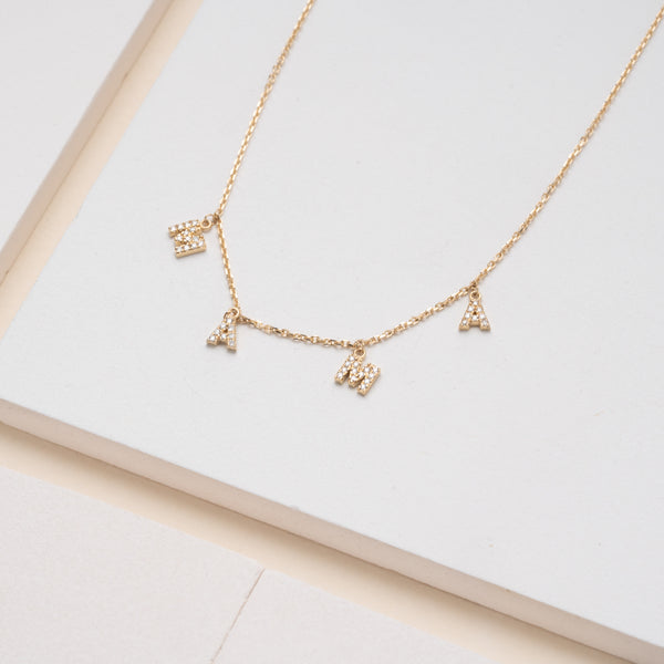 Dangly Diamond MAMA Necklace