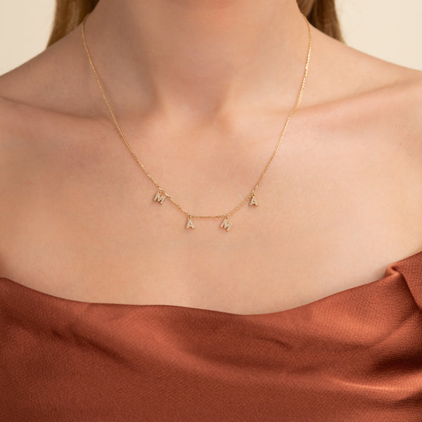 capital mama letter necklace