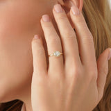 Vintage Style Oval Diamond Beaded Engagement Ring, Azeliora