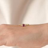 Solid Gold Oval Ruby ring with Diamond Accents, Novae