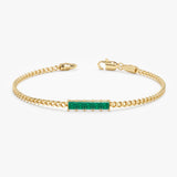Princess Cut Emerald Cuban Chain Bracelet, Lyriavelle