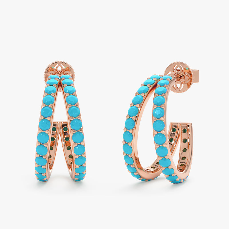 Turquoise Split Hoop Earrings, Elarion