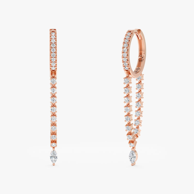 Diamond Chain Hoop Earrings, Luniva